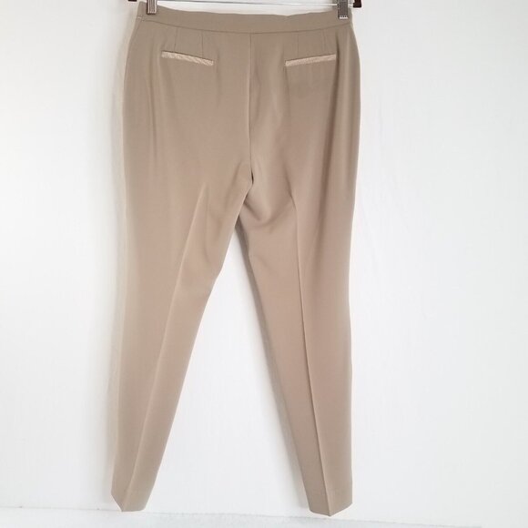 Jennifer Tattenelli Casini Tan Cropped Ankle Pants SIZE 42 / 6 Embellished Pocke - Picture 2 of 12